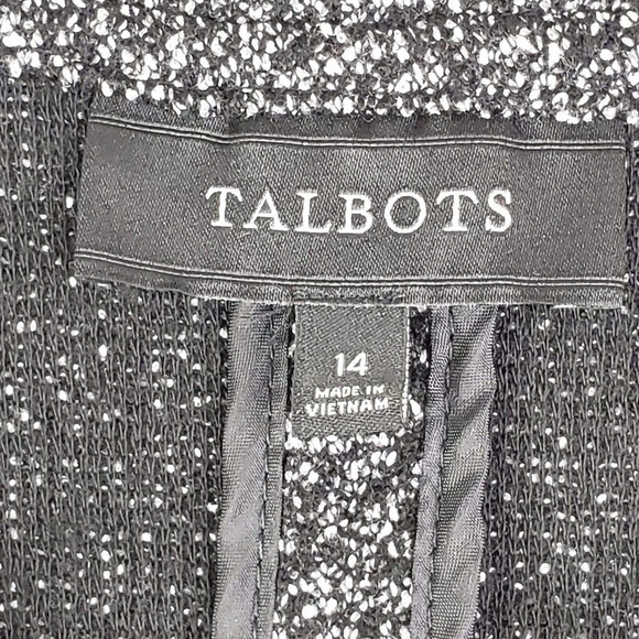 Talbots Women's 14 Cardigan Blazer Button Up Sweater Black Sparkle Holiday - Picture 6 of 7
